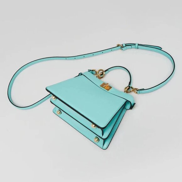 Fendi Teal Leather Petite Peekaboo Iseeu Satchel Bag 8BN335 - Picture 3 of 12
